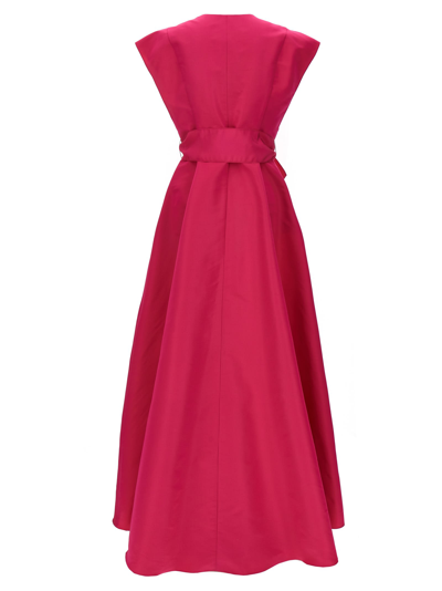 Shop Carolina Herrera Long Bow Dress In Fuchsia