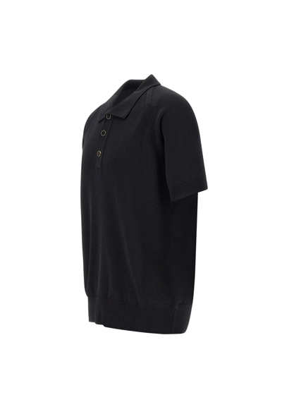 Shop Lardini Polo Cotton And Viscose T-shirt In Black
