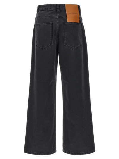 Jacquemus Le De-nîmes Large High Rise Wide Jeans In Black