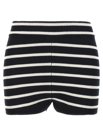 Shop Ami Alexandre Mattiussi Striped Knitted Shorts In White/black