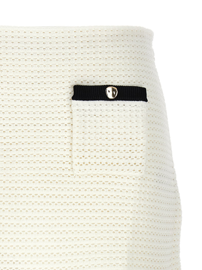 Shop Self-portrait Crochet Skirt In White/black