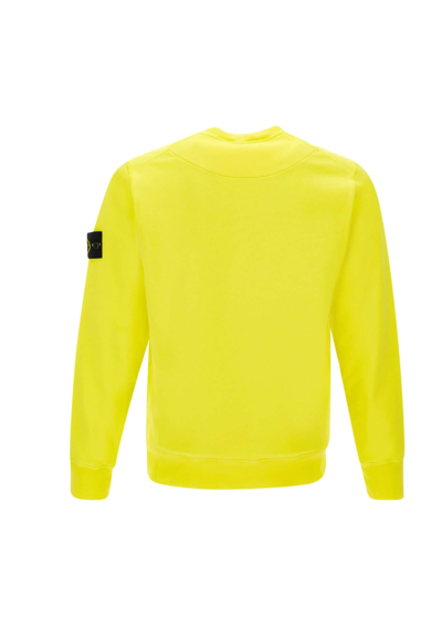 Shop Stone Island Cotton Sweatshirt In Yellow
