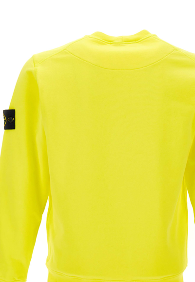 Shop Stone Island Cotton Sweatshirt In Yellow