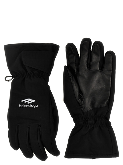 Shop Balenciaga Ski 3b Sports Icon Gloves In Black