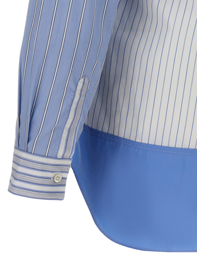 Shop Comme Des Garçons Shirt Patchwork Striped Shirt In Light Blue