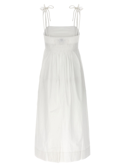 Shop Ganni Bow Midi Dress In White