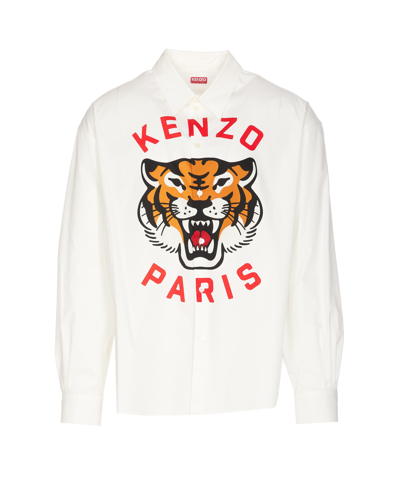 Shop Kenzo Lucky Tiger Shirt In White