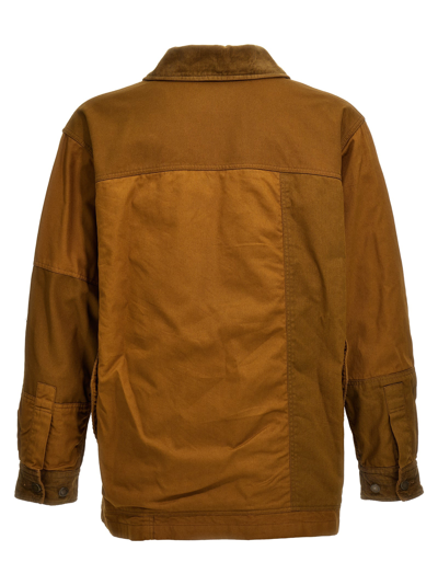 Shop Comme Des Garçons Homme Deux Ribbed Velvet Insert Canvas Jacket In Brown