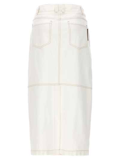 Shop Brunello Cucinelli Denim Maxi Skirt In White