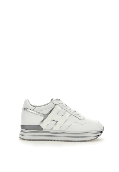 Shop Hogan Midi Platform H483 Leather Sneakers In White