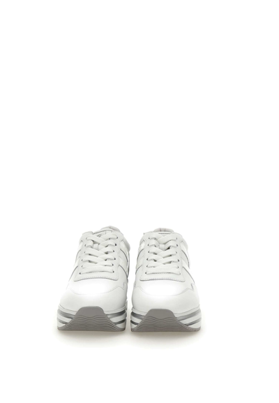 Shop Hogan Midi Platform H483 Leather Sneakers In White