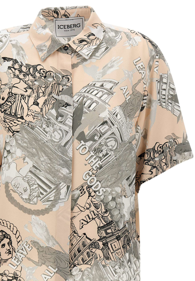 Shop Iceberg Viscose Crepe Shirt In Grey/pink