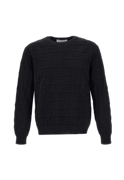 Shop Iceberg Stretch Cotton Blend Sweater In Black