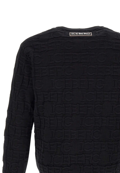 Shop Iceberg Stretch Cotton Blend Sweater In Black