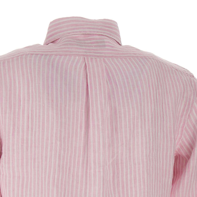 Shop Polo Ralph Lauren Classics Linen Shirt In White/pink