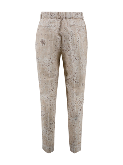 Shop Berwich Linen Cotton Blend Trousers In Deserto