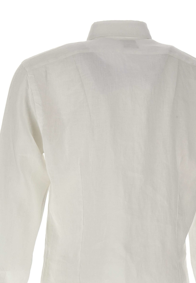 Shop Barba Napoli Linen Shirt In White