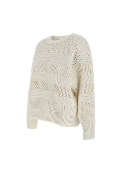 Shop Iceberg Perforated Cotton Sweater In White