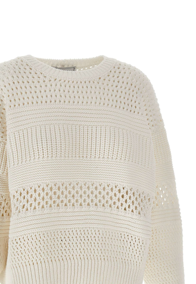Shop Iceberg Perforated Cotton Sweater In White