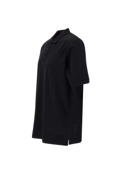 Shop Iceberg Pique Cotton Polo Shirt In Black