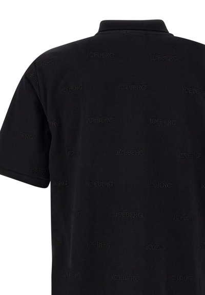Shop Iceberg Pique Cotton Polo Shirt In Black
