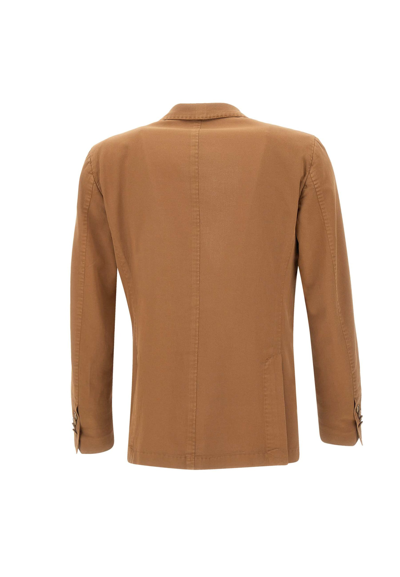Shop Santaniello Cotton And Linen Blazer In Brown