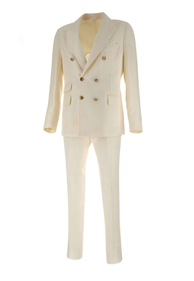 Shop Eleventy Wool, Linen And Silk Suit Two-piece In White