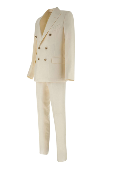 Shop Eleventy Wool, Linen And Silk Suit Two-piece In White
