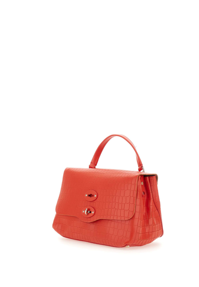 Shop Zanellato Postina Cayman Small Leather Handbag In Red
