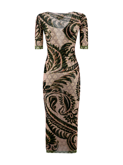 Shop Etro Printed Tulle Dress In Fantasia