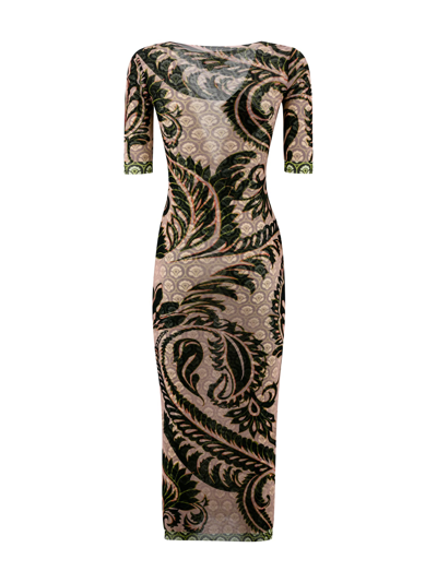 Etro Printed Tulle Midi Dress In Fantasia