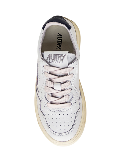 Shop Autry Medalist Low Sneaker In Leat/leat Wht/blue