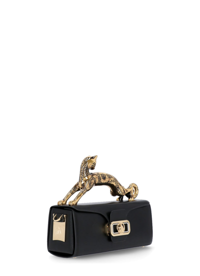 Shop Lanvin Leather Pencil Chat Hand Bag In Nero