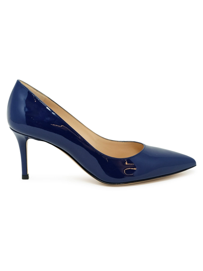 Shop Gianvito Rossi G26770.70ric. Vernavy Navy Patent Pumps In Blue