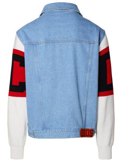 Shop Gcds Multicolor Cotton Jacket In Light Blue