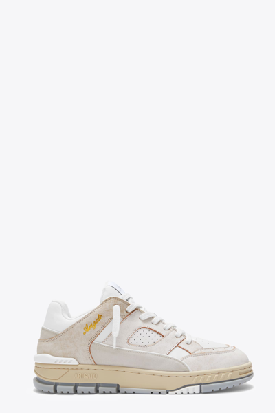 Shop Axel Arigato Area Lo Sneaker White And Cream Leather Lace-up Low Sneaker - Area Lo Sneaker In Panna/bianco