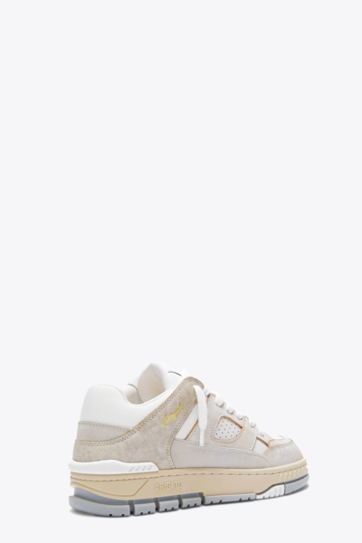 Shop Axel Arigato Area Lo Sneaker White And Cream Leather Lace-up Low Sneaker - Area Lo Sneaker In Panna/bianco