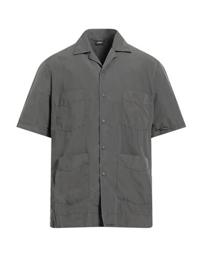 Shop Aspesi Man Shirt Lead Size L Polyester, Polyamide In Grey