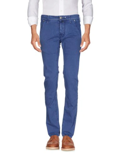 Shop Jacob Cohёn Man Pants Blue Size 34 Cotton, Elastane