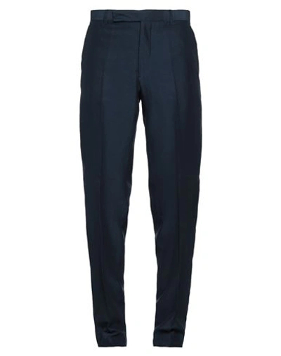 Shop Emporio Armani Man Pants Navy Blue Size 42 Cotton, Silk