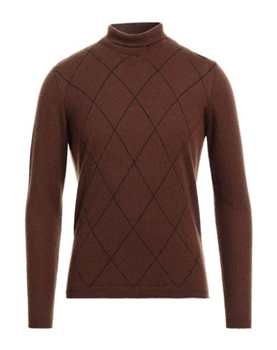 Stile Latino Man Turtleneck Brown Size 40 Cashmere, Silk In Brown