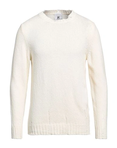 Pt Torino Man Sweater Ivory Size 44 Cotton, Polyamide In White