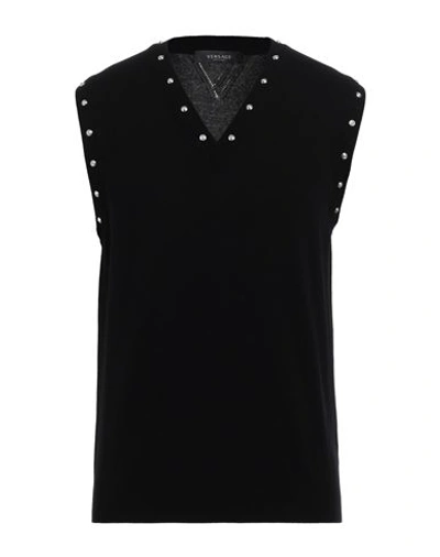 Shop Versace Man Sweater Black Size 44 Virgin Wool, Cashmere, Metal