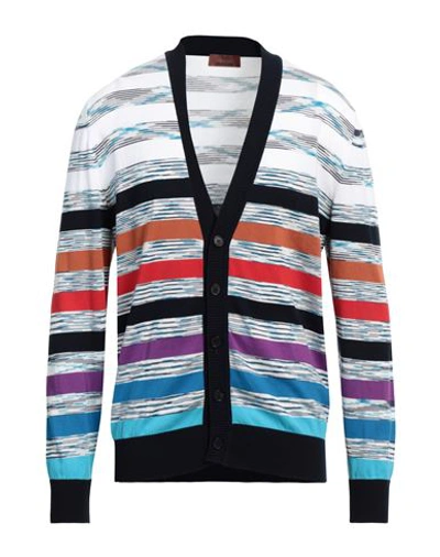 Missoni Man Cardigan Midnight Blue Size 42 Cotton In Blue