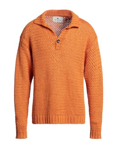 Shop Etro Man Sweater Orange Size Xxl Linen