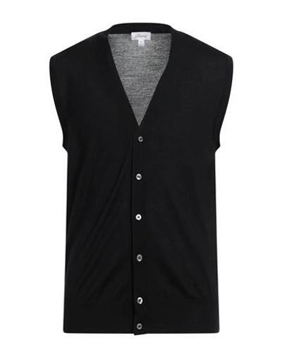 Shop Brioni Man Cardigan Black Size 48 Wool, Cashmere, Silk