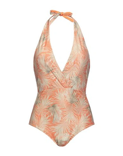 Shop Fisico Woman One-piece Swimsuit Orange Size L Polyamide, Polyester, Elastane