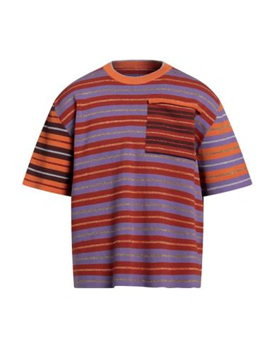 Shop Jacquemus Man Sweater Rust Size Xl Viscose, Polyamide In Red