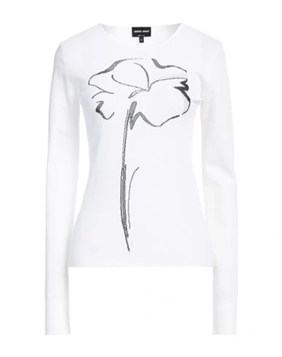 Shop Giorgio Armani Woman Sweater White Size 10 Cotton, Polyamide, Viscose