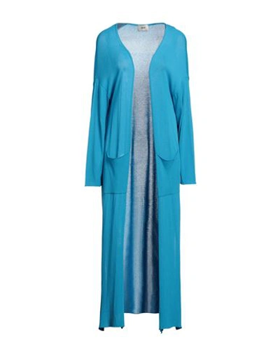 Shop Akep Woman Cardigan Turquoise Size S Viscose, Polyester In Blue